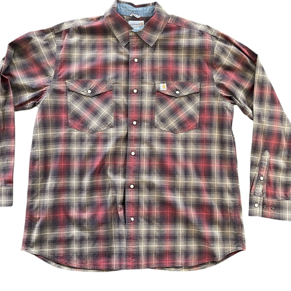Carhartt Pearl Snap Western Plaid Shirts Size XL